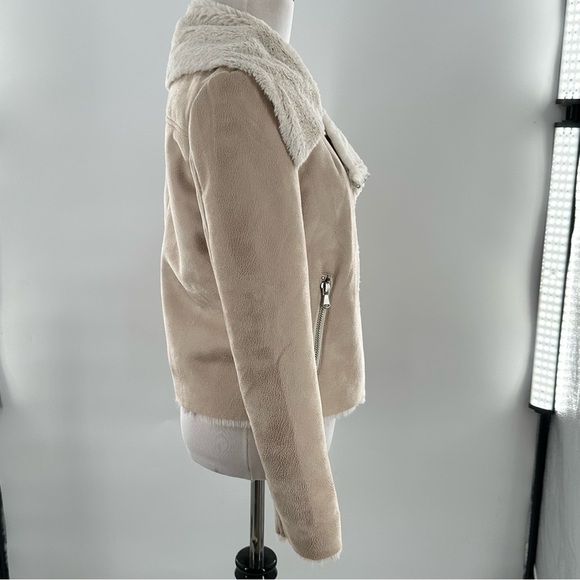 Forever 21 jacket size S beige cream faux shearling fur cozy southwestern - Picture 4 of 10